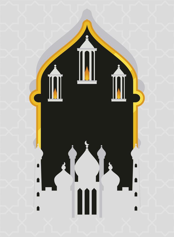 palace and lanterns vector