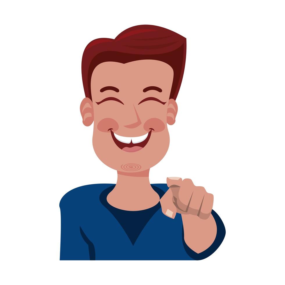 young man laughing funny character vector