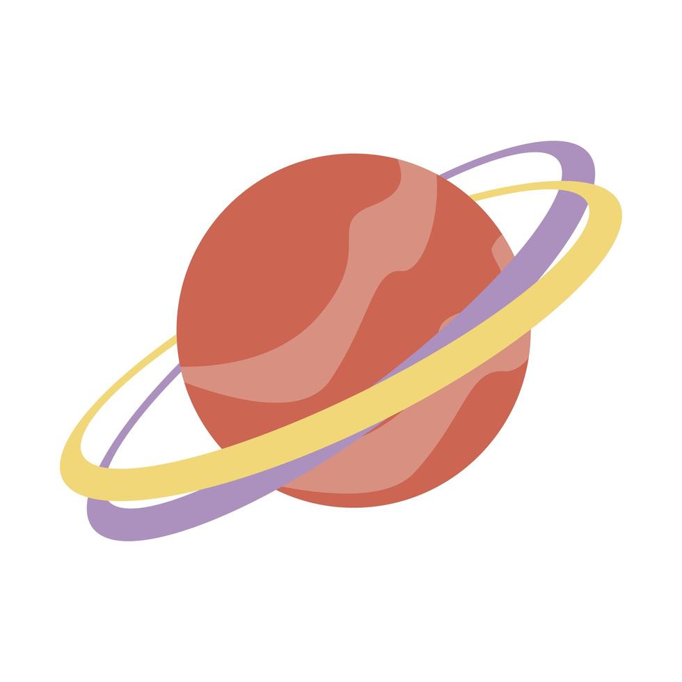 Saturno rojo planeta espacio icono aislado vector