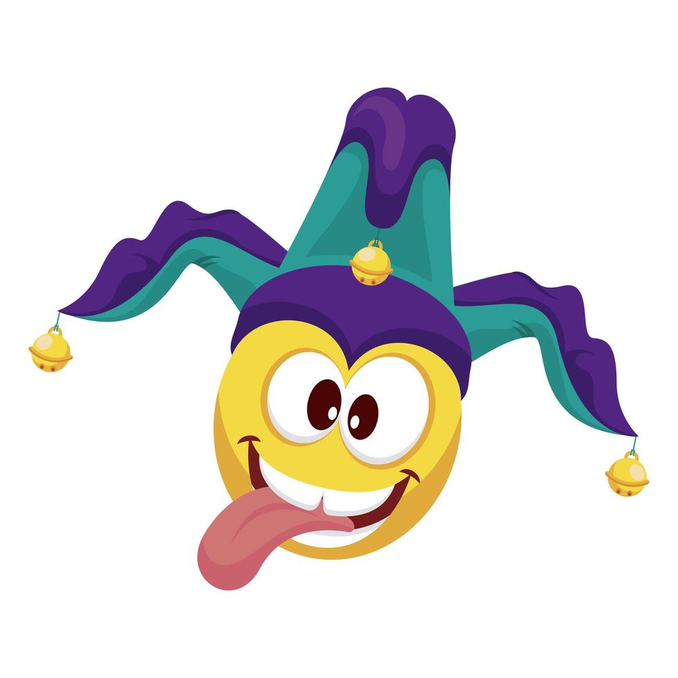 emoji with joker hat fools day accessory vector