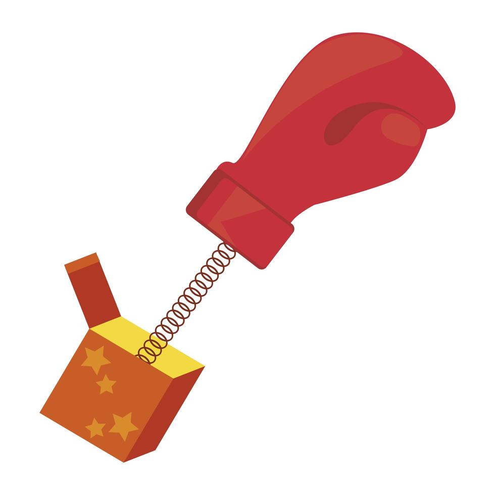 boxing glove in surprise box icon vector