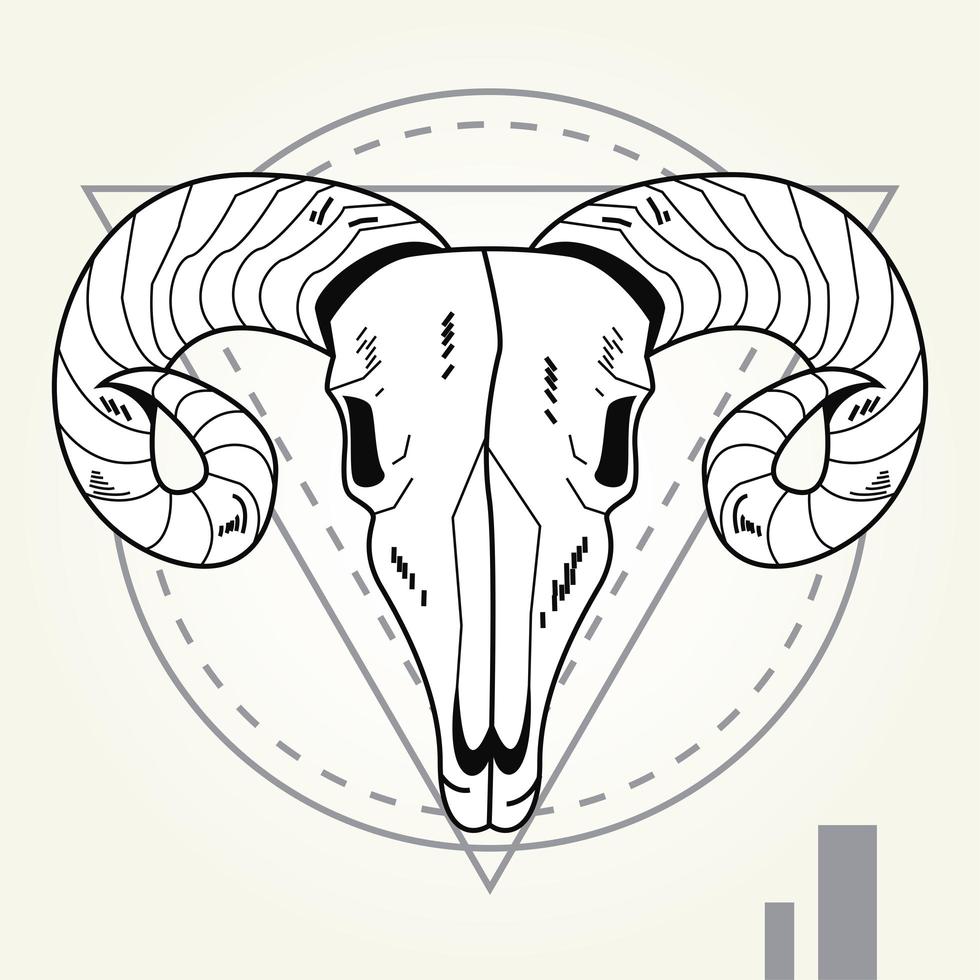 skull head of wild goat in geometric frame vector