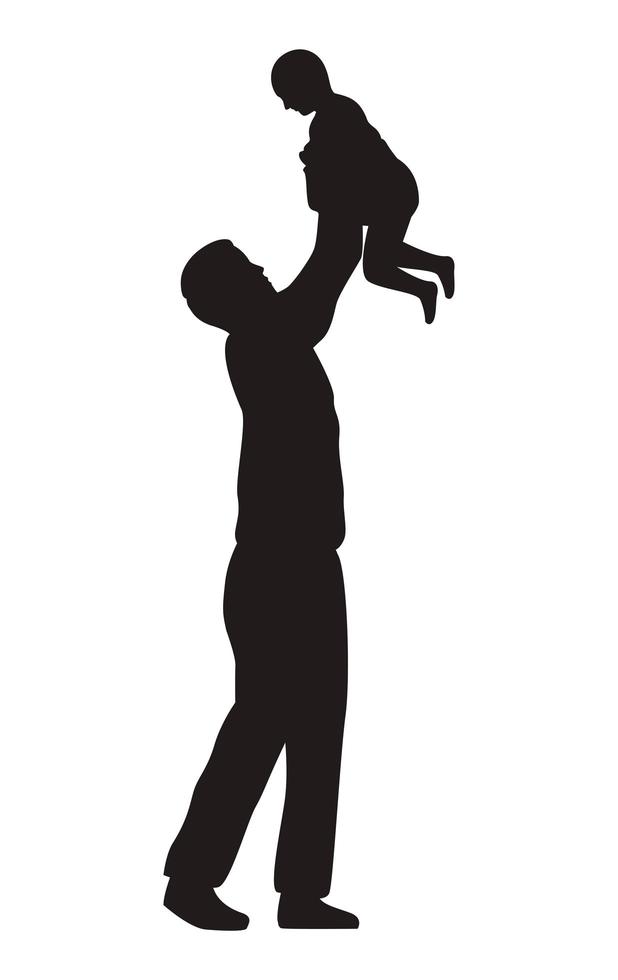 father and son silhouettes vector