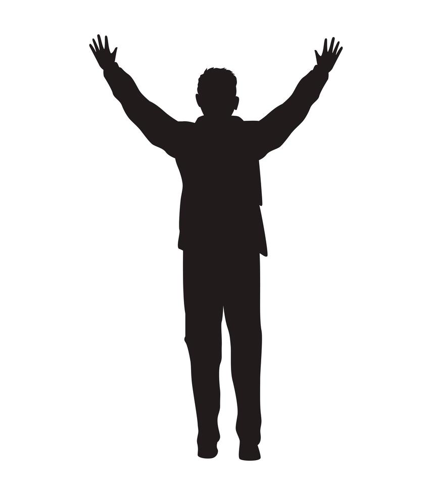 man celebrating silhouette vector