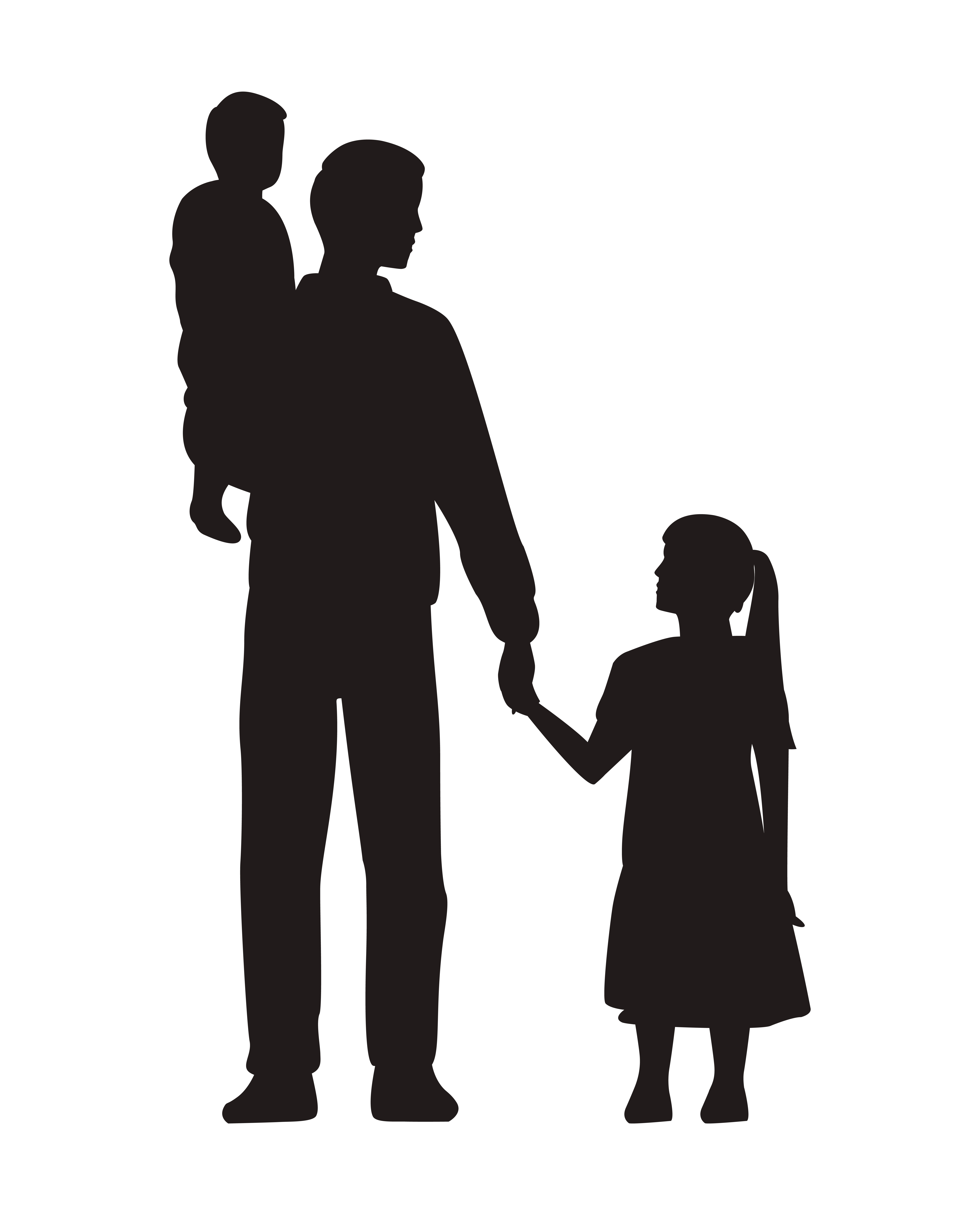 Download Father And Kids Silhouettes 2495138 Vector Art At Vecteezy