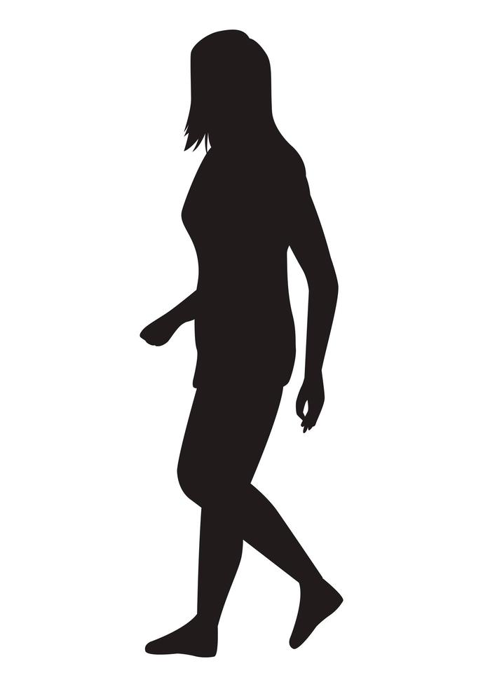 silueta de mujer caminando vector