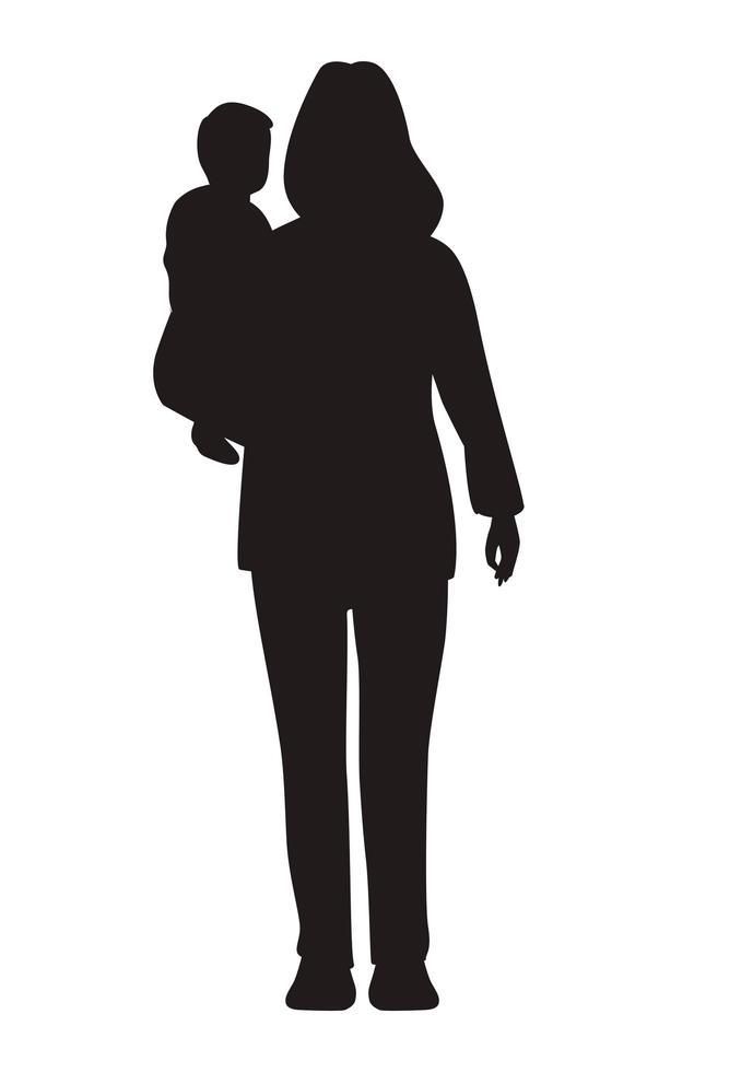 mother lifting son vector