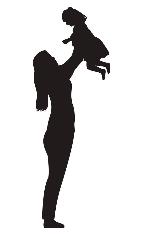 mother lifting daugther vector