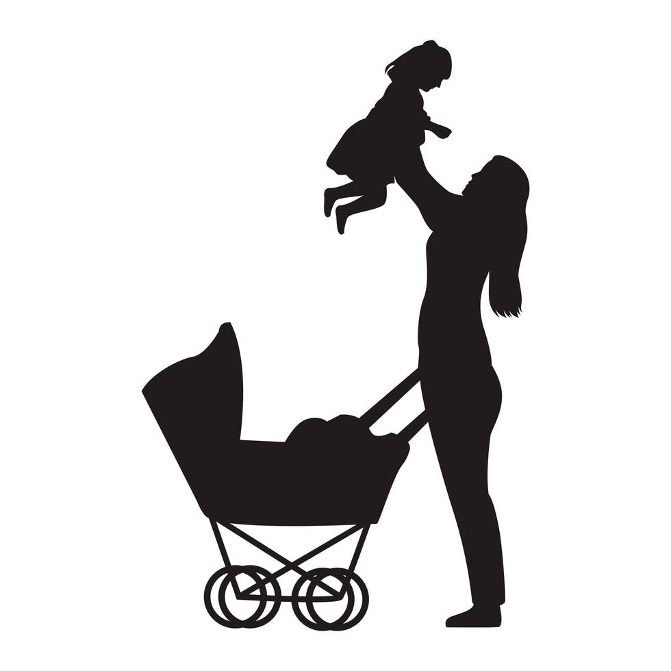 mother lifting baby daugther vector