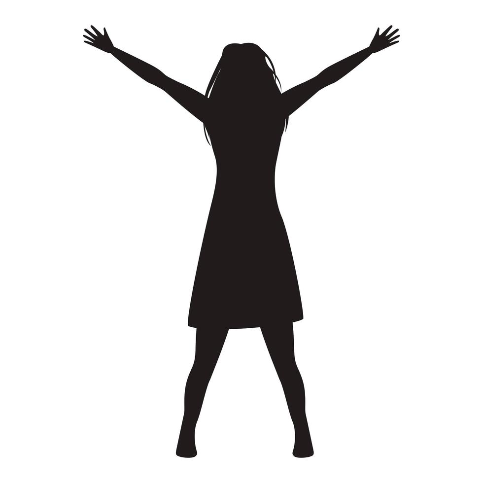 woman celebrating silhouette vector