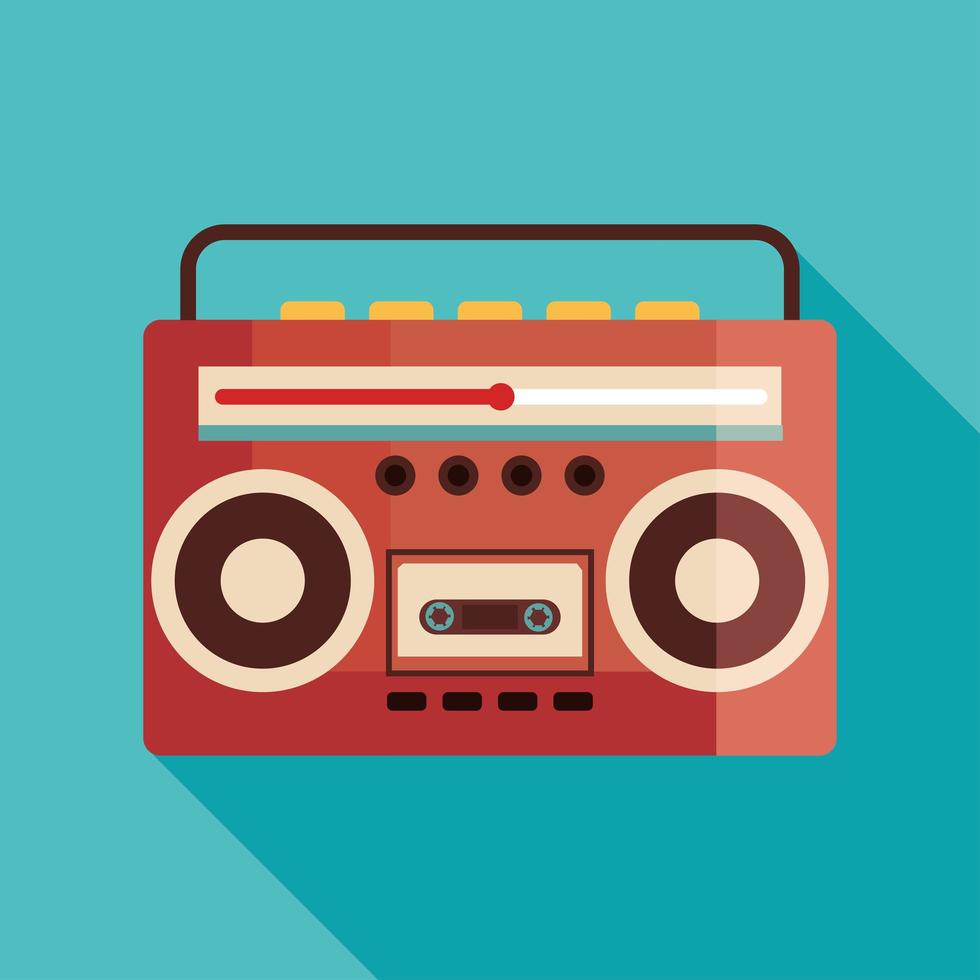 old retro radio device in blue background vector