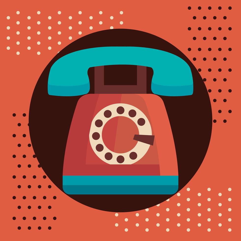 old retro telephone dial device icon vector