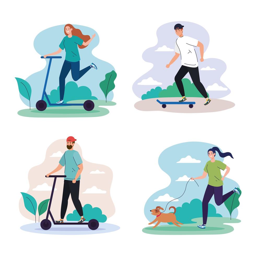 people doing activities set vector design