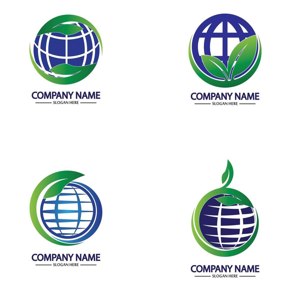 eco world nature diseño de logotipo global vector