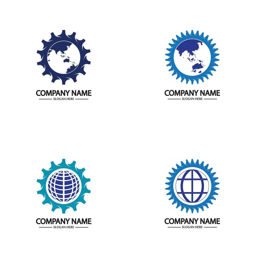 Global Engineer World Gear Logo Design Template vector