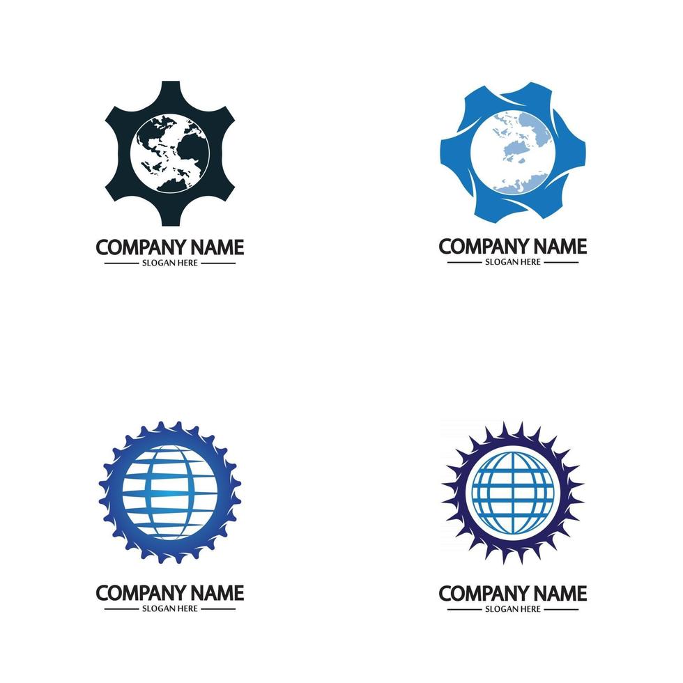 Global Engineer World Gear Logo Design Template vector