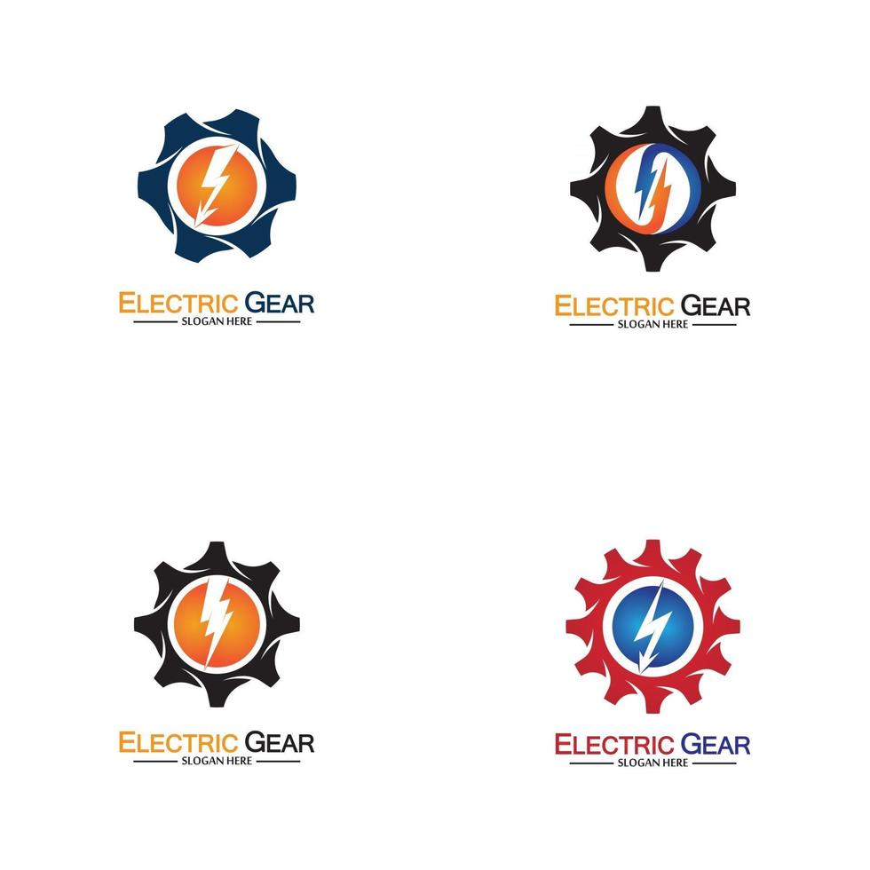 Electric gear vector logo template illustration