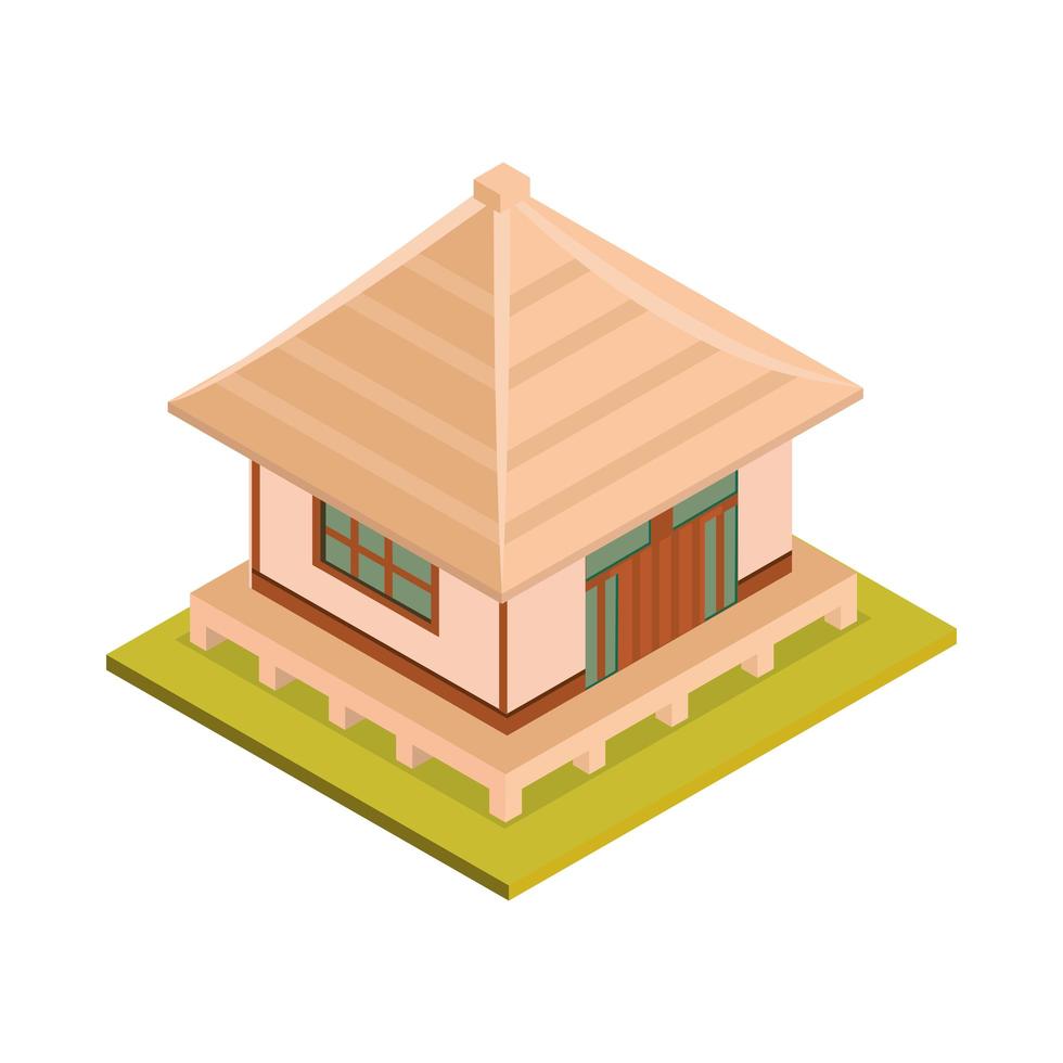 asian house isometric vector
