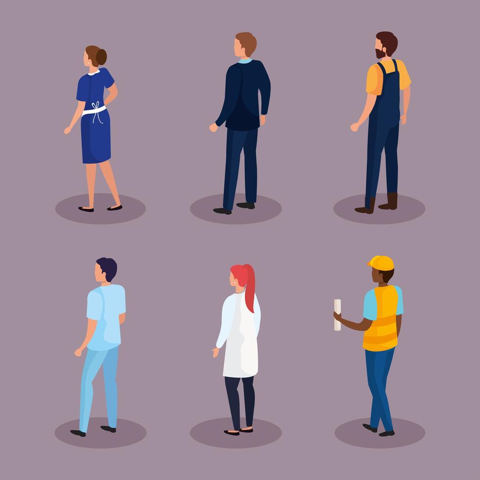 people professions icon set isometric vector design