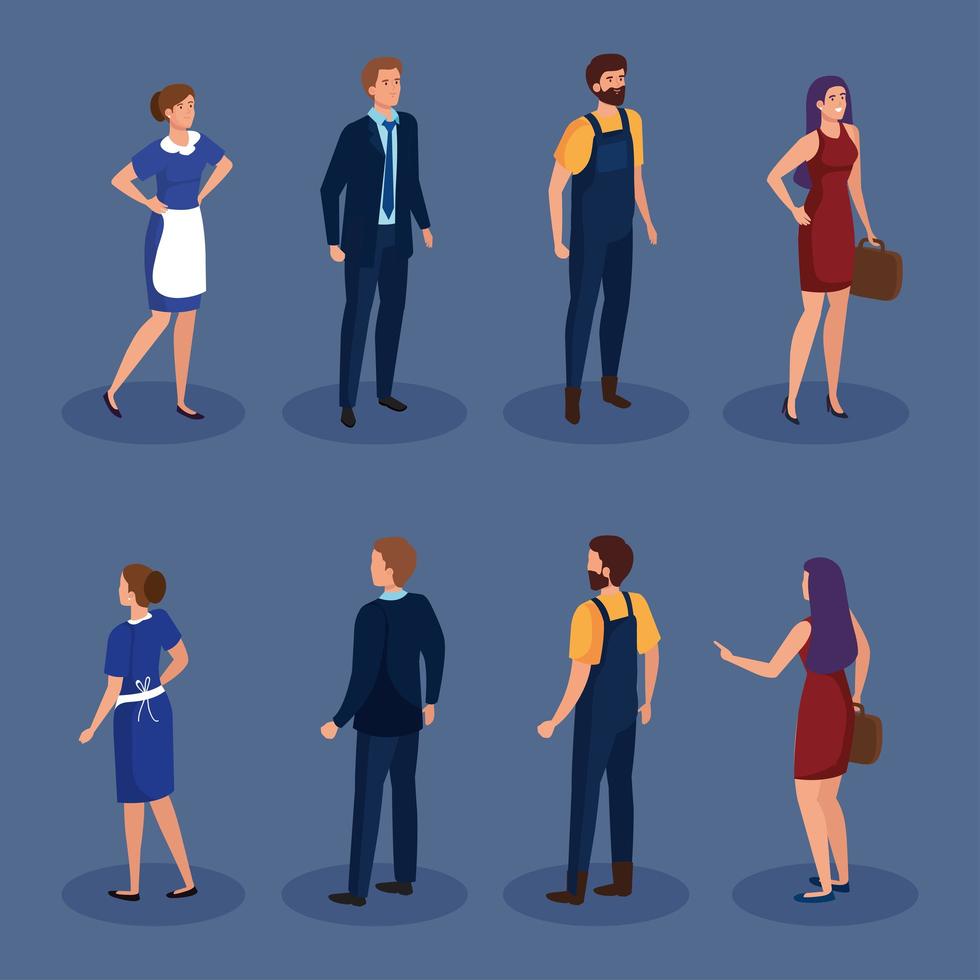 people professions icon set isometric vector design