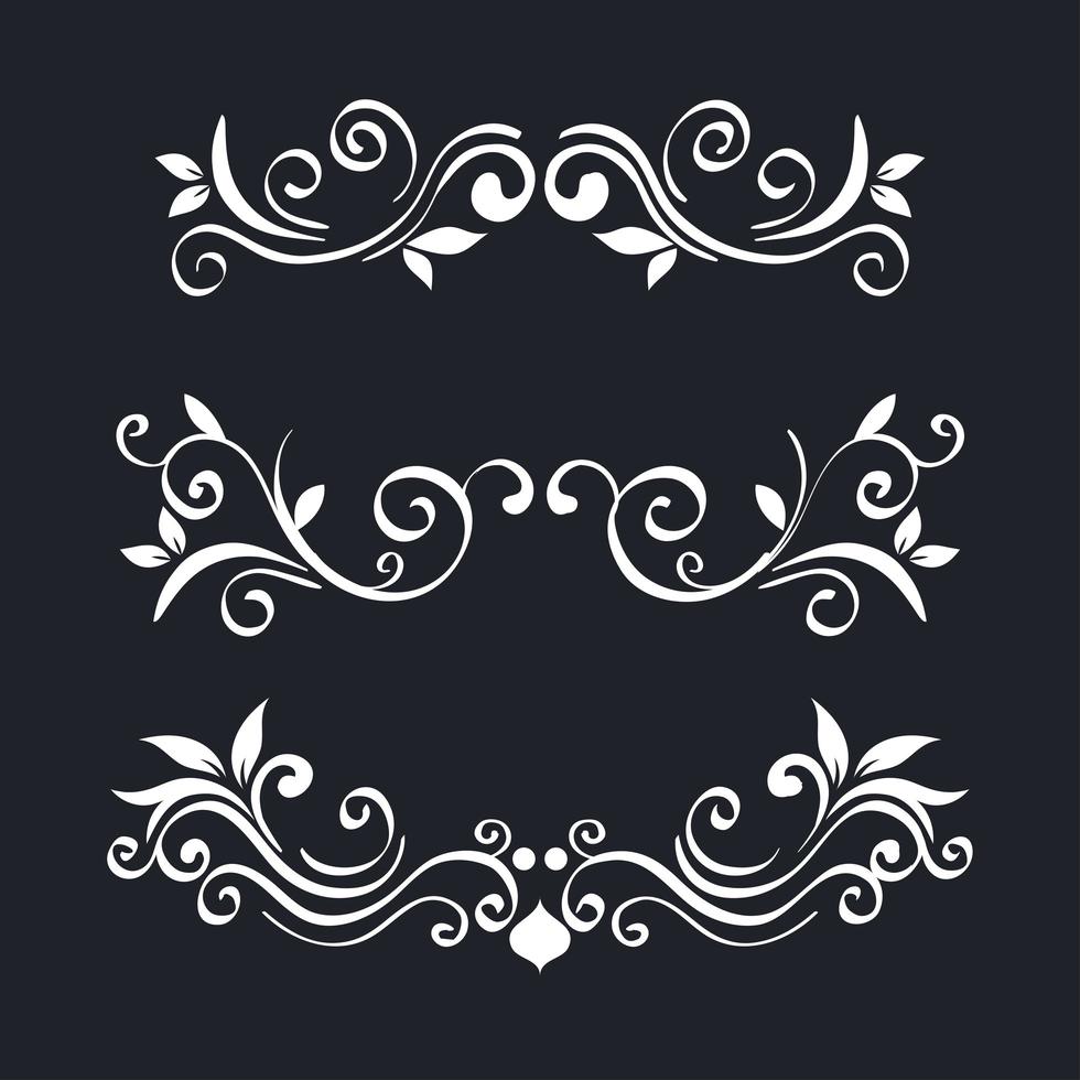 white ornament element icon set on blue background vector design