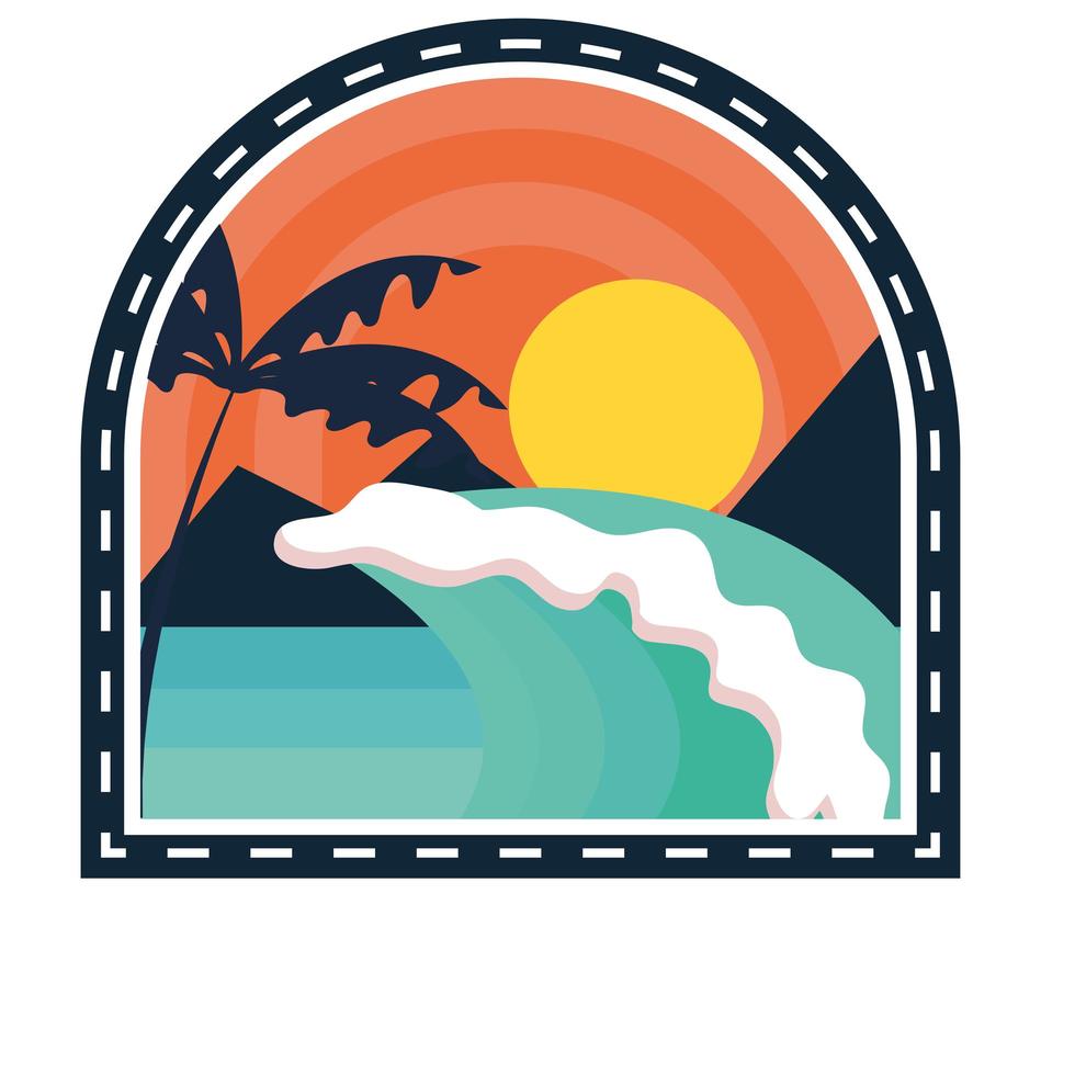 surfing beach patch vector