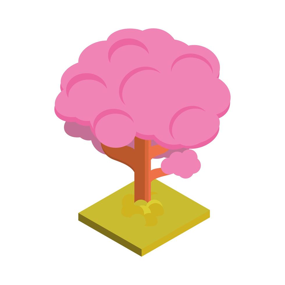 pink tree isometric vector