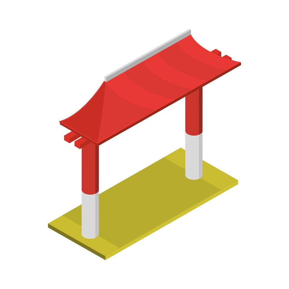 japanese gate isometric vector