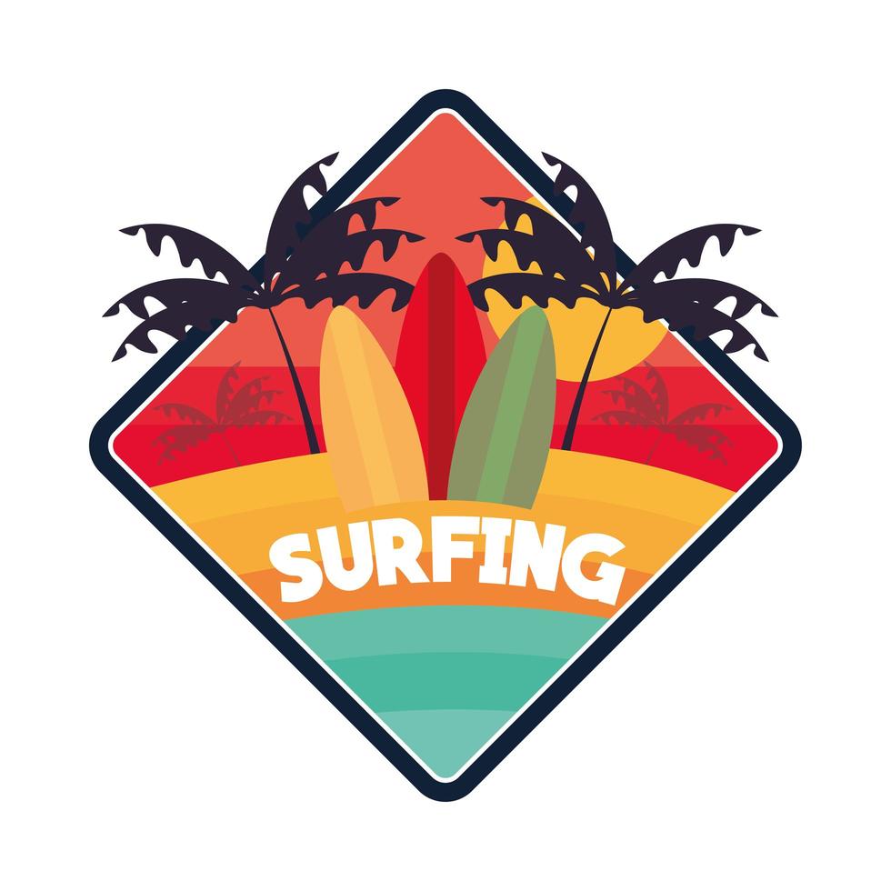 surfeando tablas de surf tropicales vector