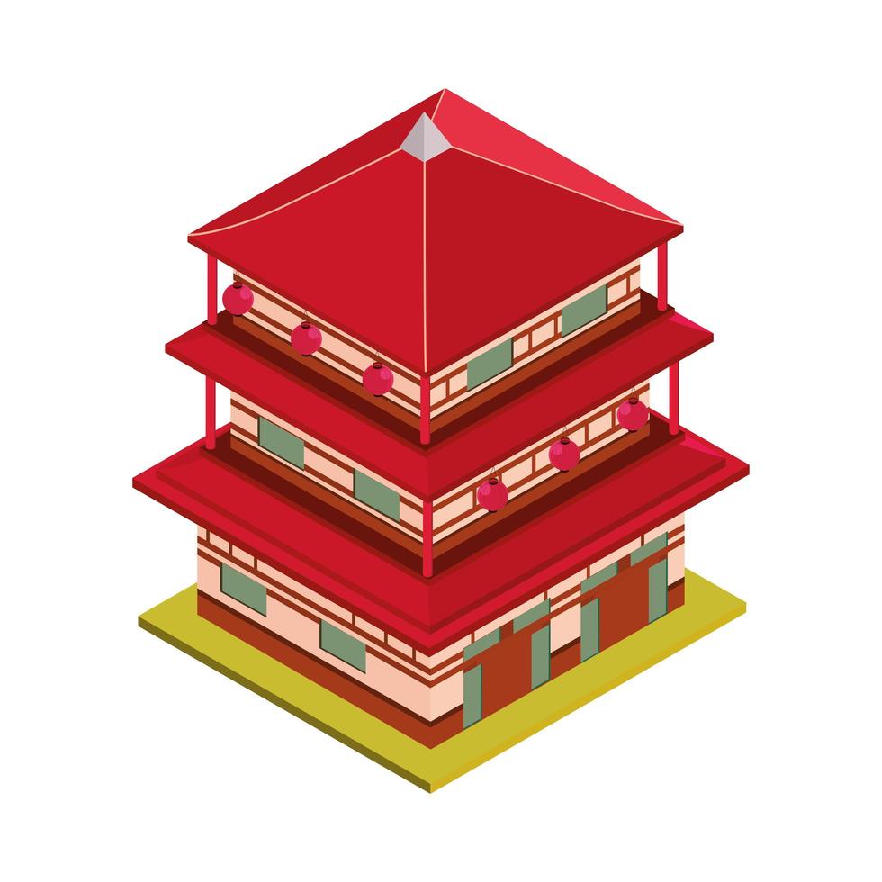 pagoda edificio isométrico vector