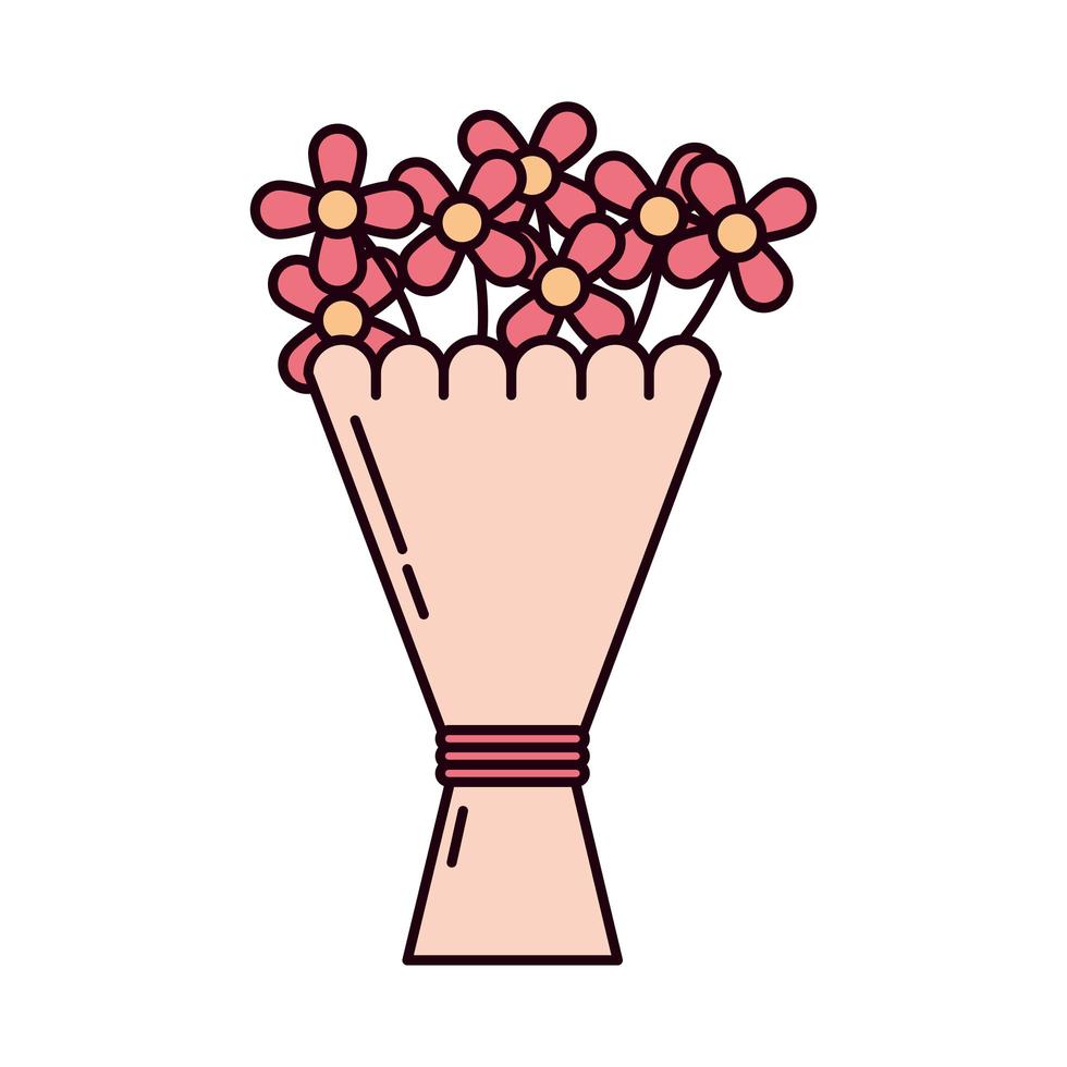 bouquet flowers cartoon vector