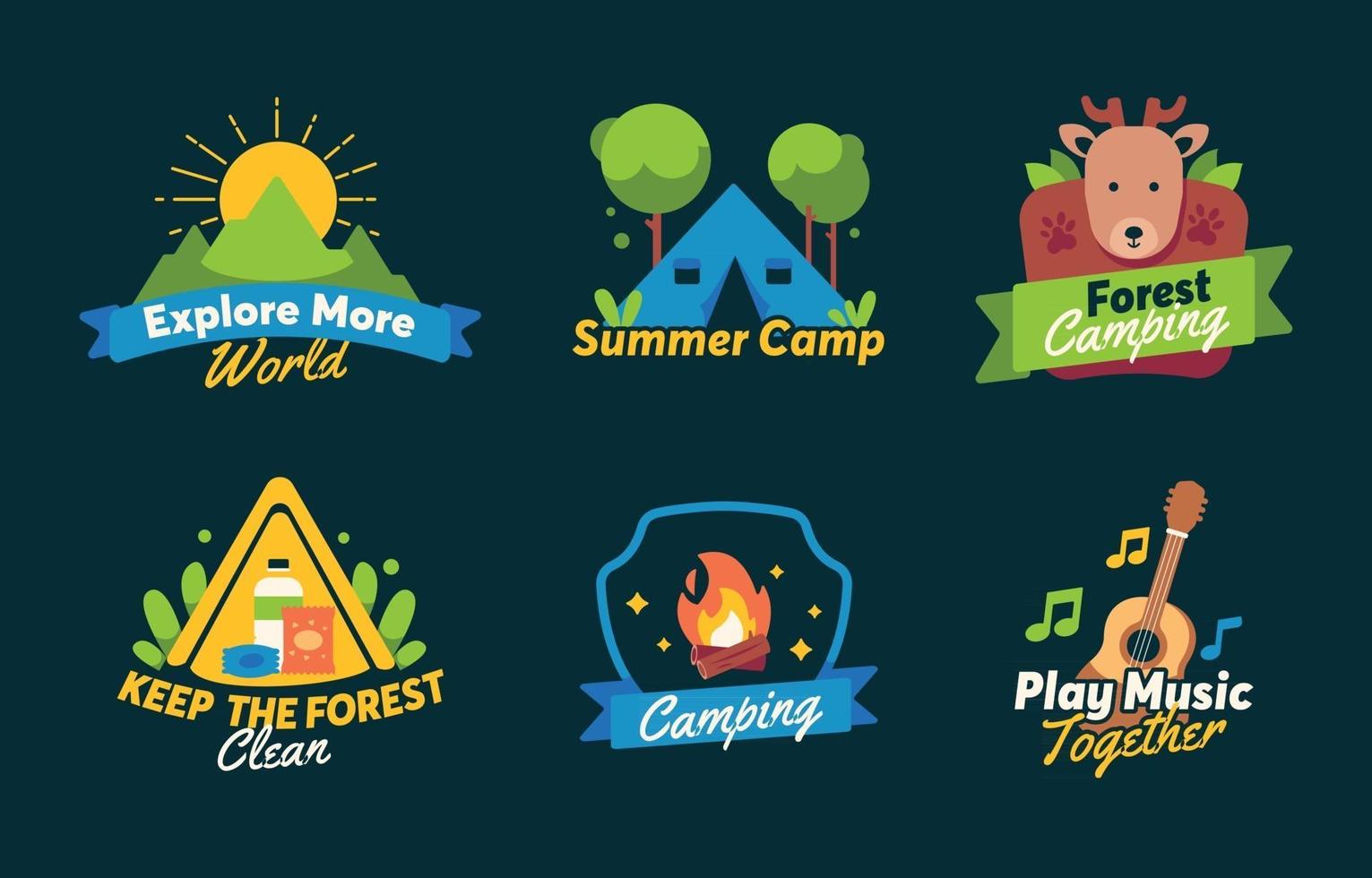 Summer Camp Activity Stickers Collection vector