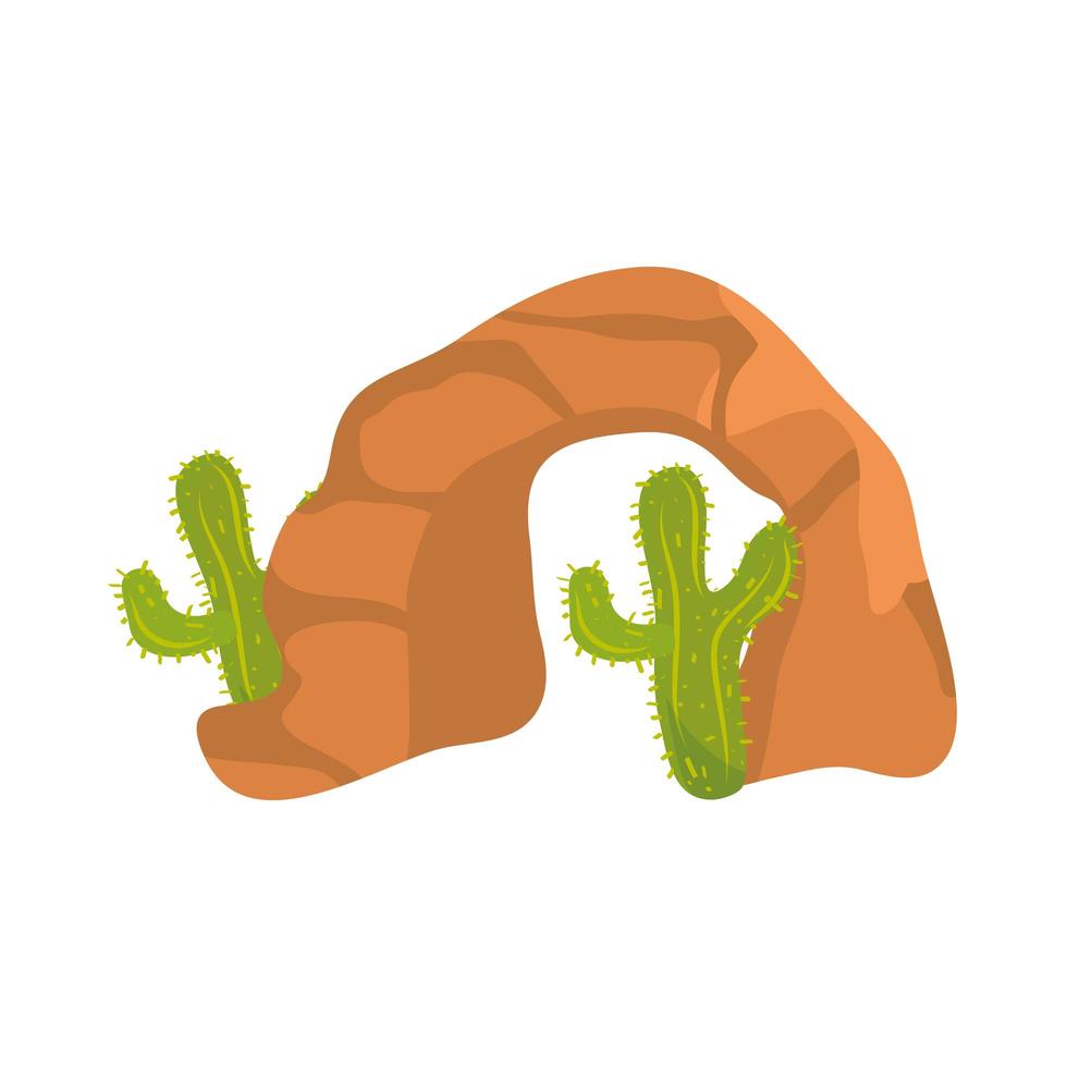 rock arch cactus vector