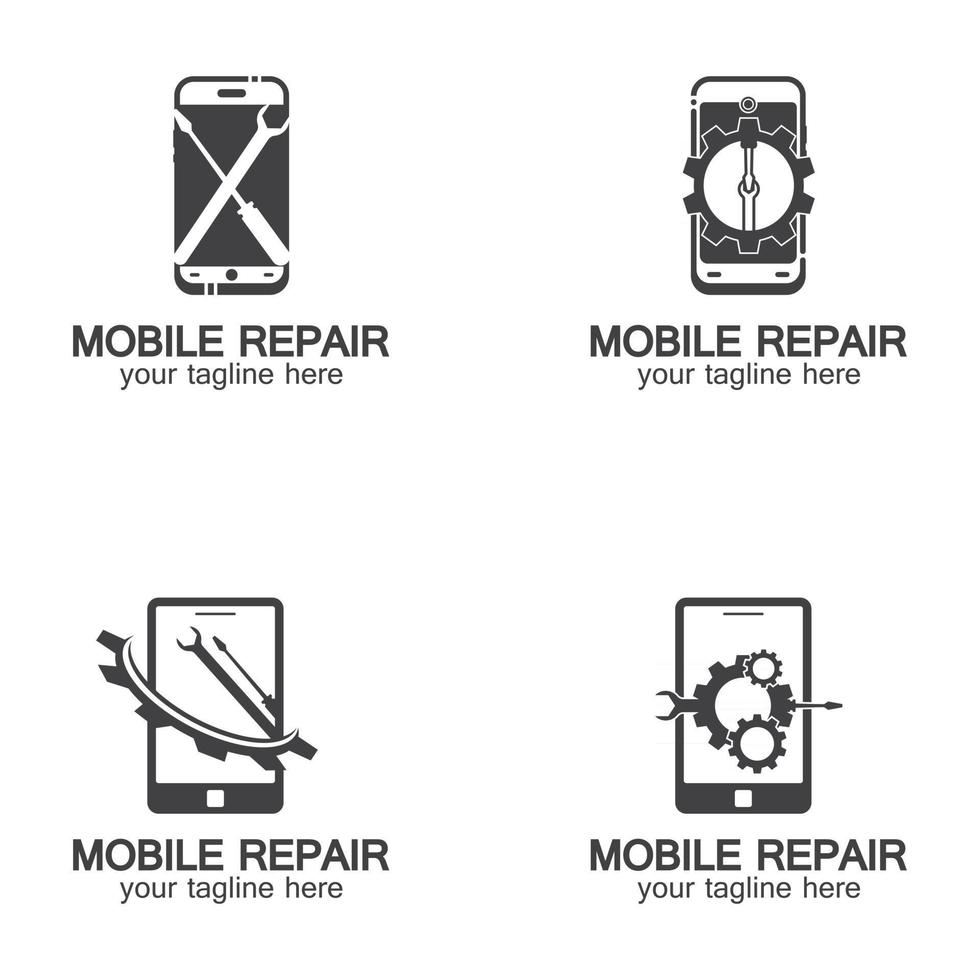 logo de reparacion de telefono movil vector