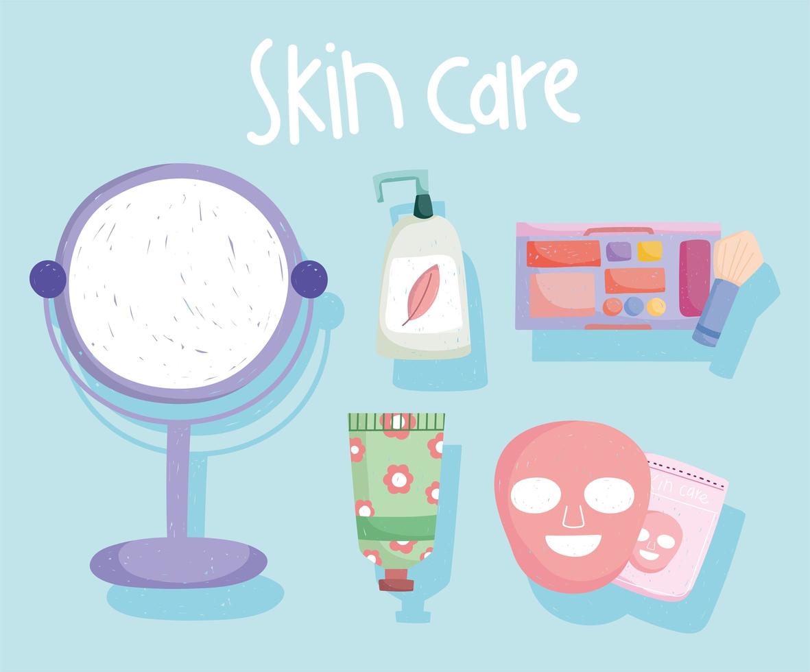 skincare products icons vector