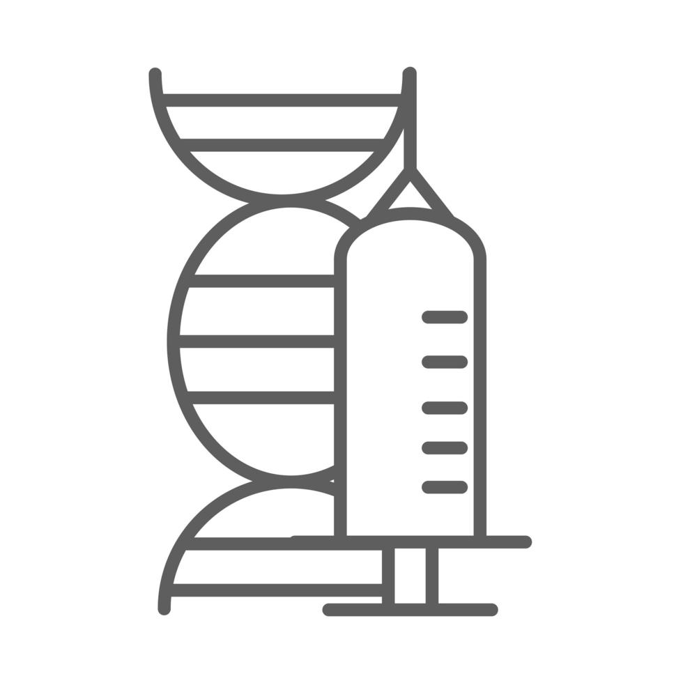 vaccine science medical syringe dna genetic line icon white background vector