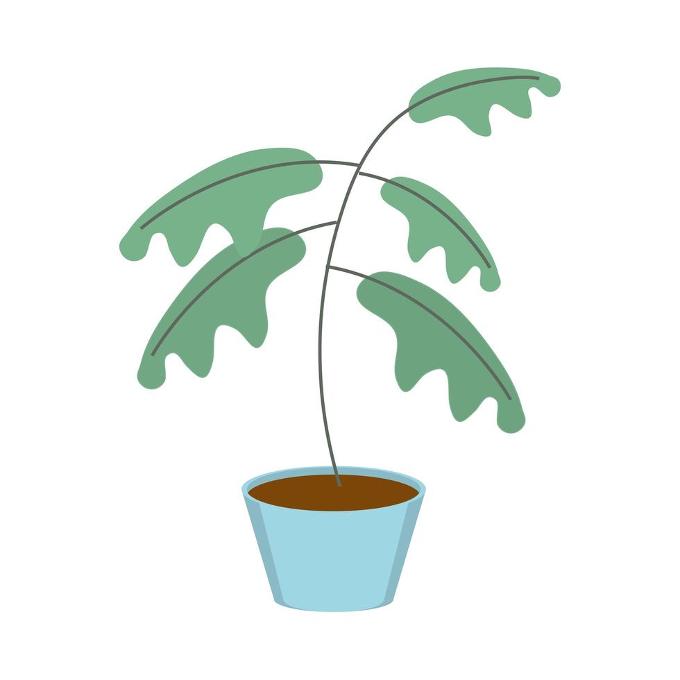 Planta de jardinería en icono de decoración de maceta sobre fondo blanco. vector