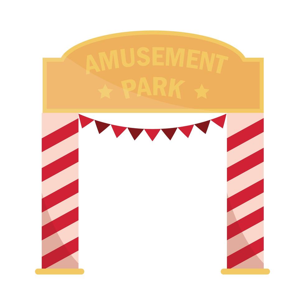 entrance with pennants amusement park carnival flat vector