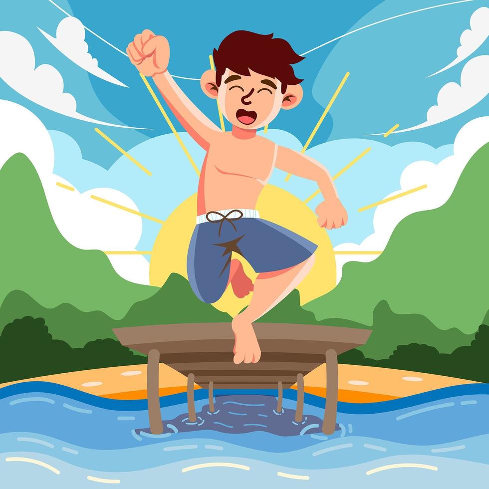 Summer Camp Swimming vector