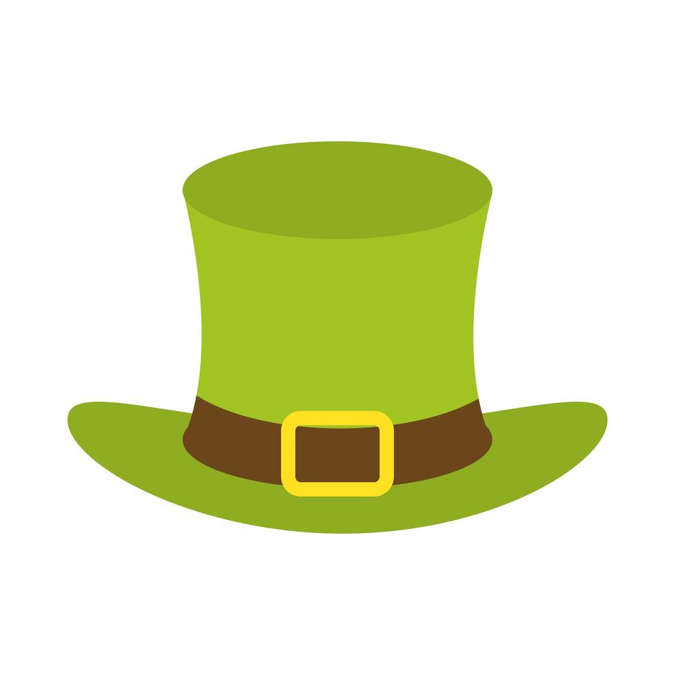 feliz día de san patricio sombrero de duende con icono de trébol estilo plano vector