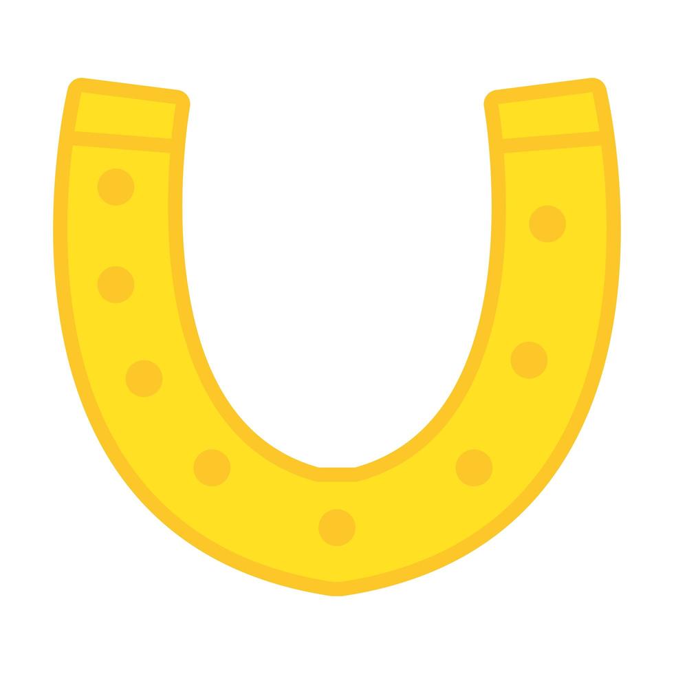 gold horseshoe luck icon flat vector