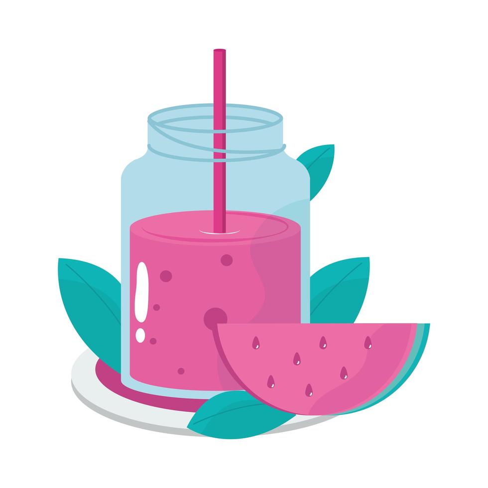 jugo y fruta sandía comida saludable vector