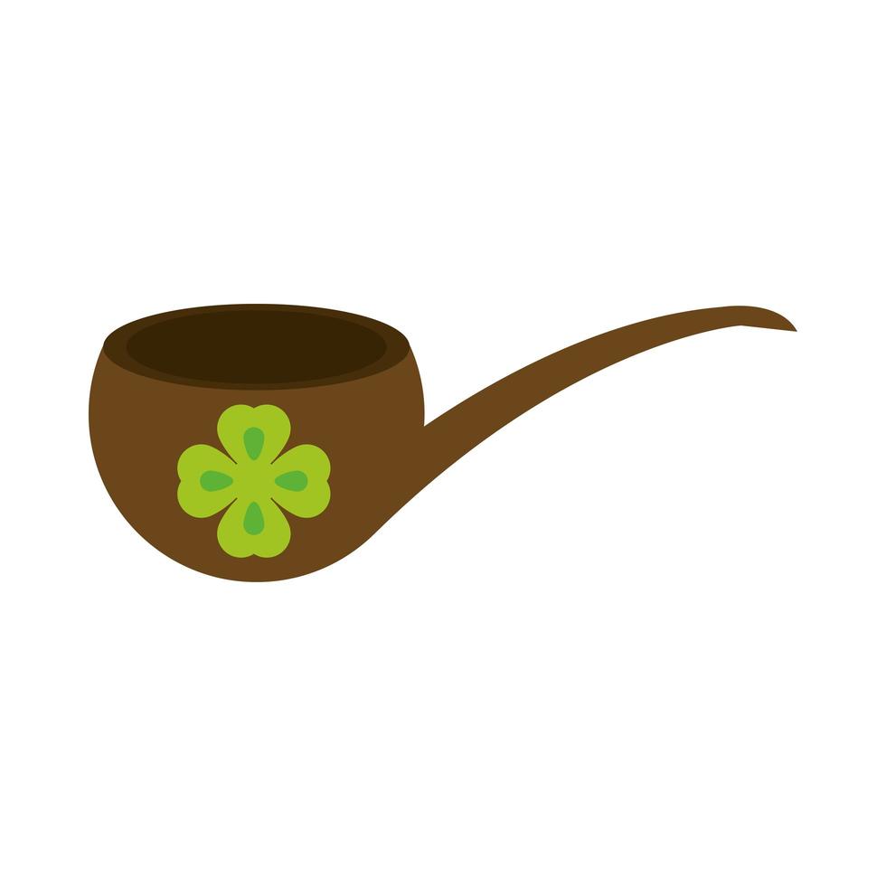 happy st patricks day pipe tobacco clover vintage icon flat style vector