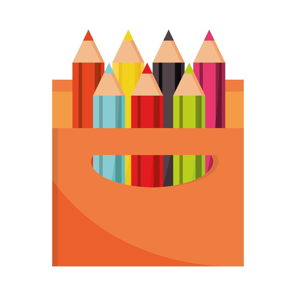 school education pencils color in box supply icon flat vector