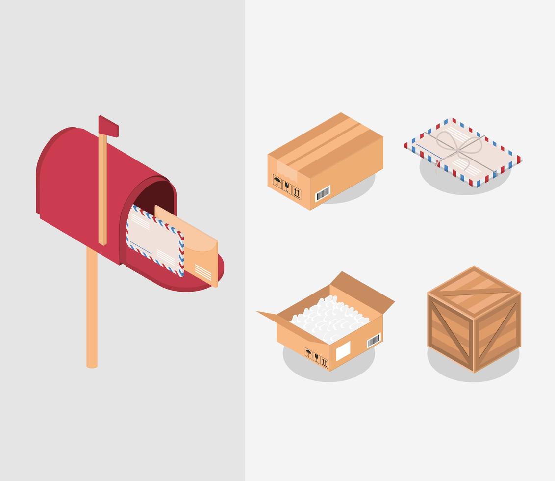 set of postal parcels vector