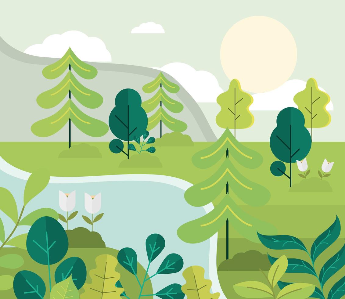 forest river trees vector