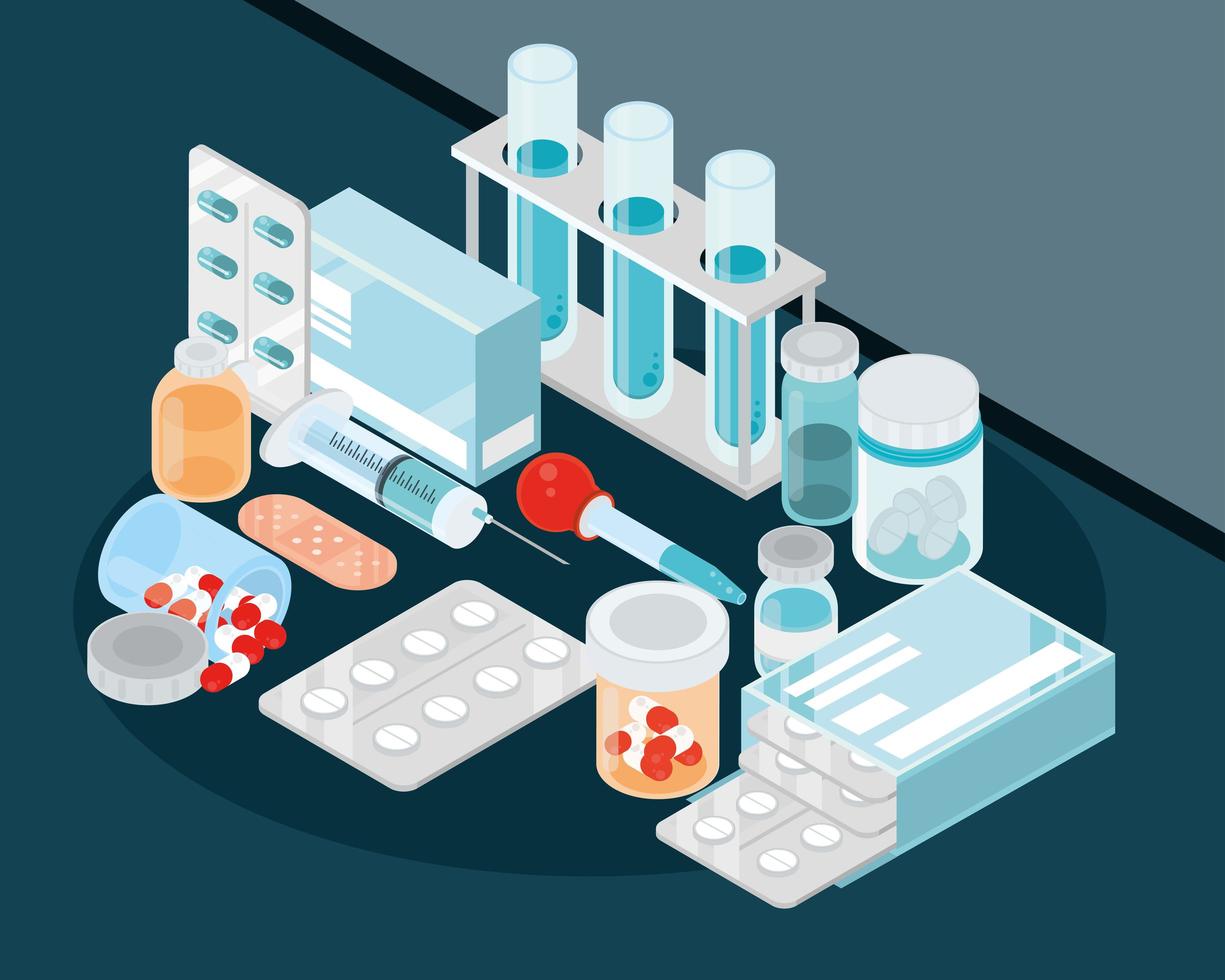 medical pills and bottles vector