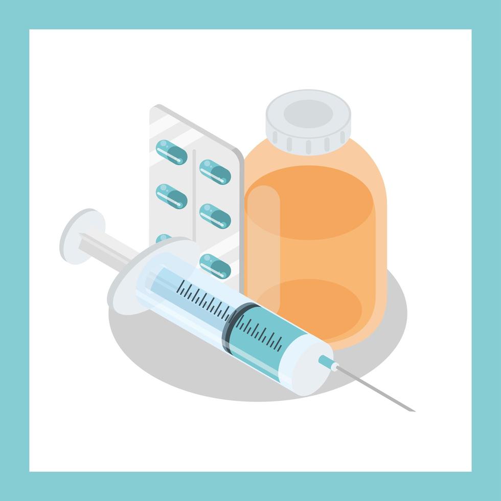 medicine vial syringe vector