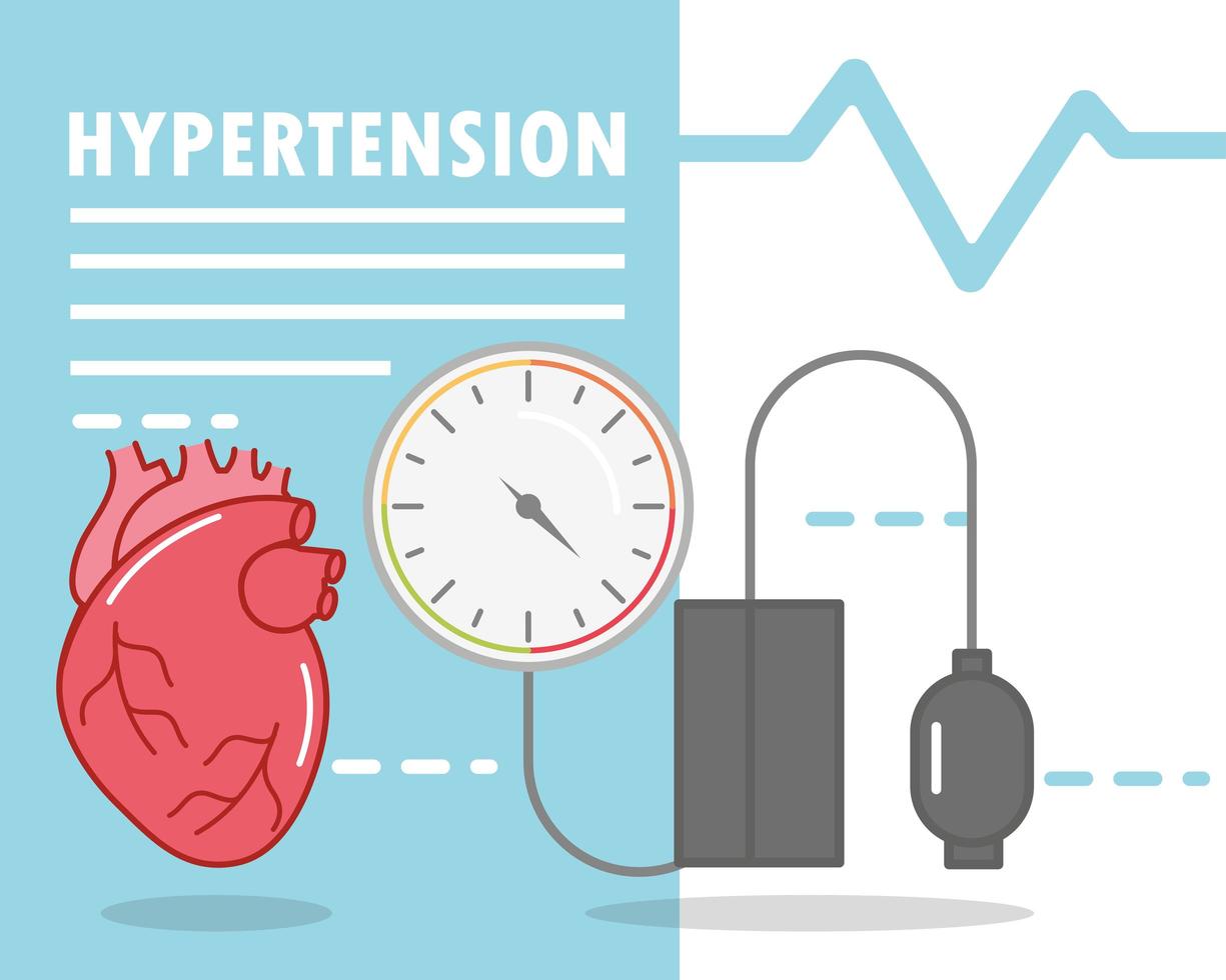 hypertension tensiometer heart vector