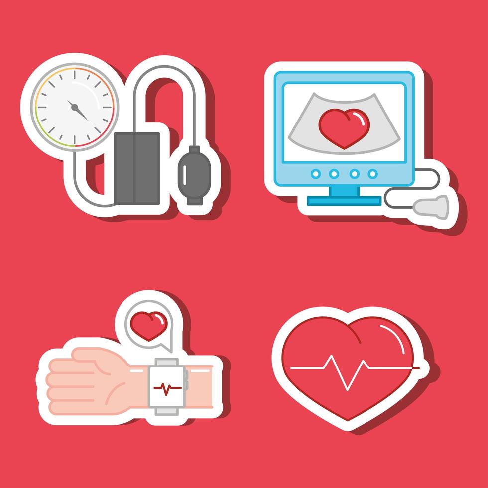 hypertension sticker set vector